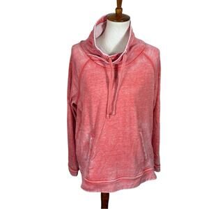 Green Tea Coral Pink Factory Distressed Dyed Super Soft Sweatshirt Size LG
